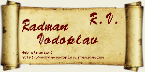 Radman Vodoplav vizit kartica